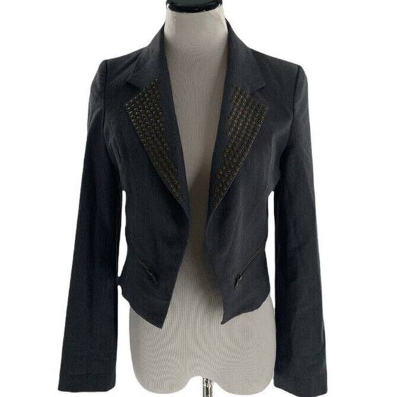 Twenty One Blazer Womens Size Medium Charcoal Gray Notch Collar Suit Jacket - Picture 2 of 6